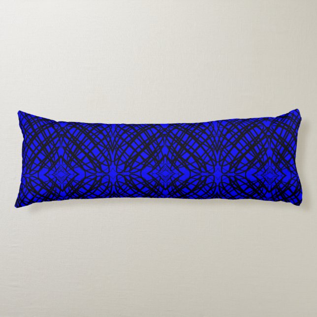 Coussins Longs Simple Scribble | Carreaux miroir | Bleu | (Devant)