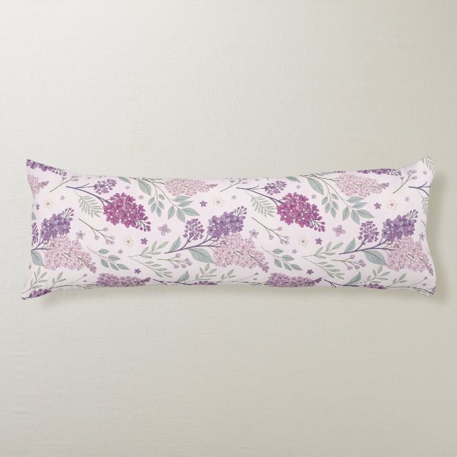 Coussins Longs Soft Pink and Purple Lilac Floral Pattern   (Devant)