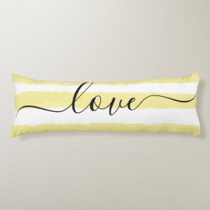 Coussins Longs Sommeil Amour Rayé Jaune Blanc Aquarelle