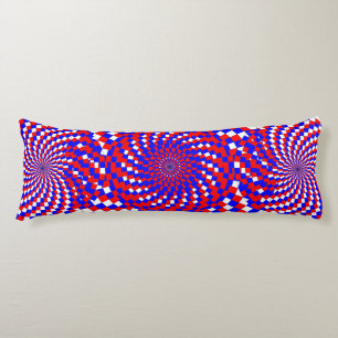 Coussins Longs Spirale bleue rouge blanc par Kenneth Yoncich