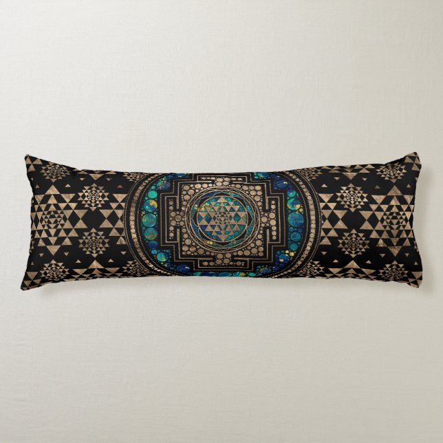 Coussins Longs Sri Yantra/marbre et or de Sri Chakra (Devant)