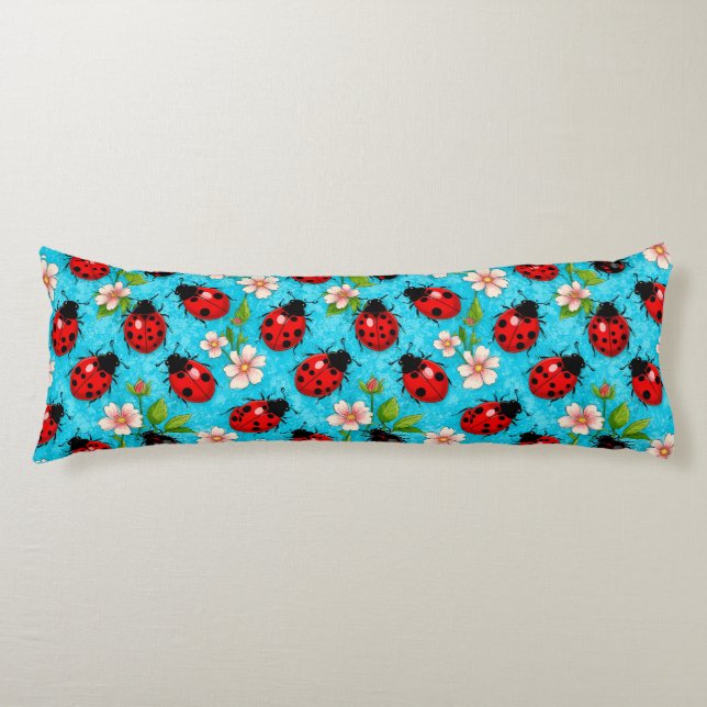 Coussins Longs 🌸 Style de maison cosy floral coccinelle 🌸 (Devant)