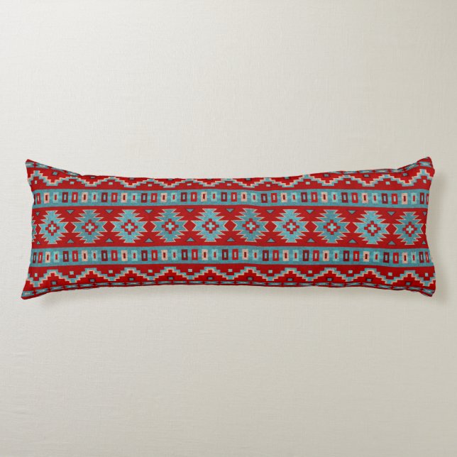 Coussins Longs Sud-Ouest Mesas Turquoise & Rouge (Devant)