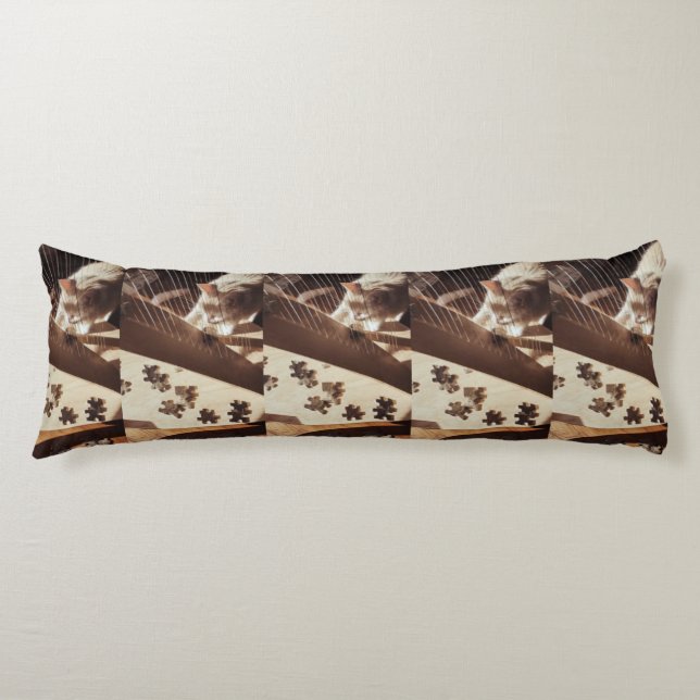 Coussins Longs Sunlit Strings — Cat & Harp Serenity Body Pillow (Devant)