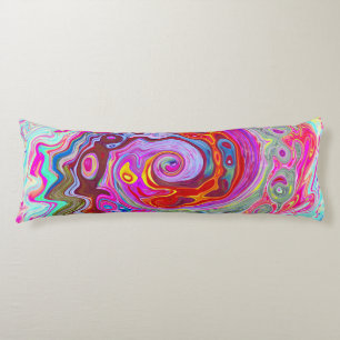 Coussins Longs Super rétro rose chaud et bleu tourbillon Abstrait