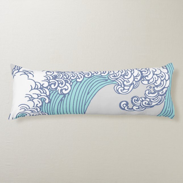 Coussins Longs Surf asiatique japonais Vague Art Ocean Art (Devant)