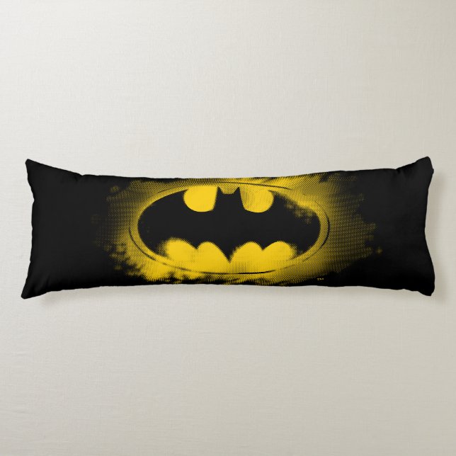 Coussins Longs Symbole Batman | Logo noir et jaune (Devant)