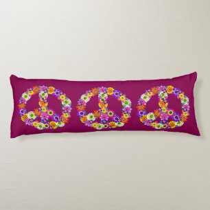 Coussins Longs SYMBOLE DE LA PAIX Floral en framboise