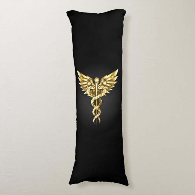 Coussins Longs Symbole Polygonal Or Caduceus (Devant (Vertical))