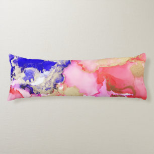 Coussins Longs Tendance Abstrait Fluid Art Or violet rose