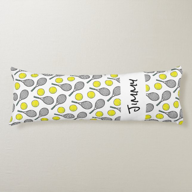 Coussins Longs TENNIS Ball Racquet NAME Sports Ados Amusement (Devant)