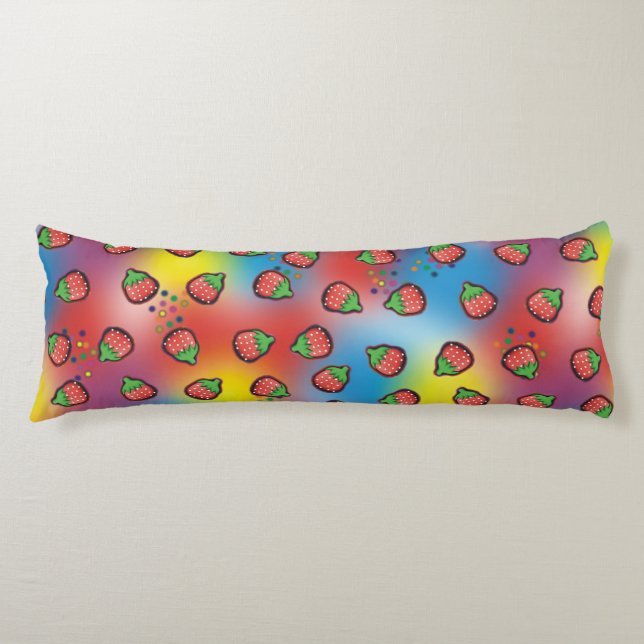 Coussins Longs Tie Dye Champs de Fraises (Devant)
