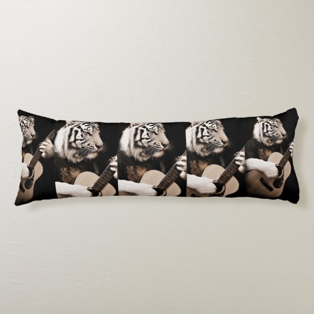 Coussins Longs Tiger Strings – Elegant Musical Art (Devant)