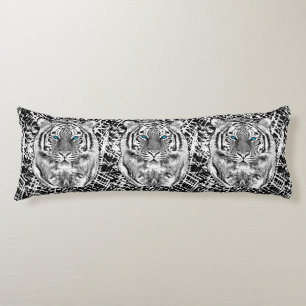 Coussins Longs Tigre Noir Et Bleu Bleu Grattant