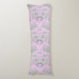 Coussins Longs Toile de Jouy fleurie rose vintage Baby shower pou
