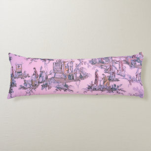 Coussins Longs Toile rose française de Jouy Chinoiserie Style rus