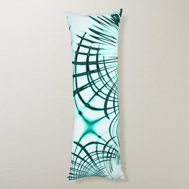 Coussins Longs Trace courbée cyan aqua croisée sur arrière - plan (Dos (Vertical))