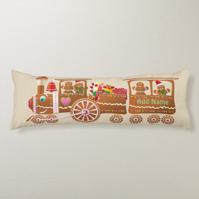 Coussins Longs Train heureux des biscuits en pain d'épices (Devant)