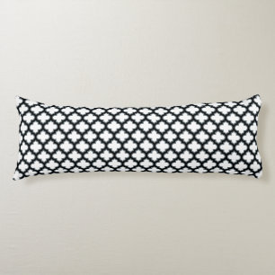 Coussins Longs Trellis blanc et noir, treillis, Quatrefoil