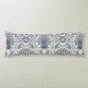 Coussins Longs Trésors de plage, coquillages, crabes, coraux et s