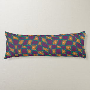 Coussins Longs Trippy super 60s Flower Checks Orange Rose