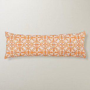 Coussins Longs Tuiles marocaines - corail orange et blanc