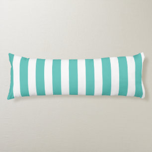 Coussins Longs Turquoise marine et blanc rayé