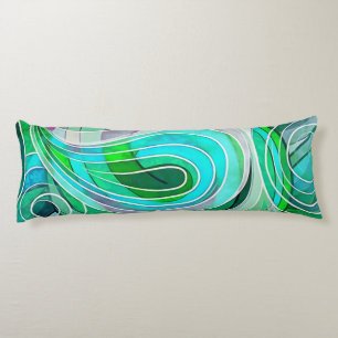 Coussins Longs Turquoise pâle et gribouillis d'aqua avec des lign