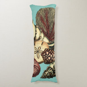 Coussins Longs Turquoise Shell et collection de corail rouge