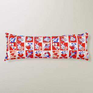 Coussins Longs Valentine Retro Love Hugs Motif