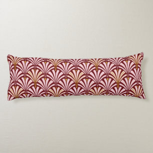 Coussins Longs Ventilateur Art déco motif - rose et bordeaux