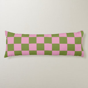 Coussins Longs Vert rose À damiers En vichy Motif