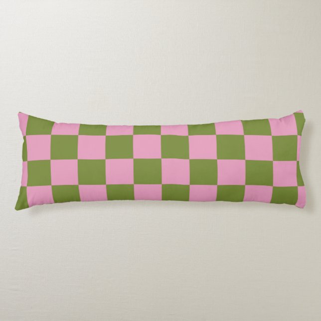 Coussins Longs Vert rose À damiers En vichy Motif (Devant)