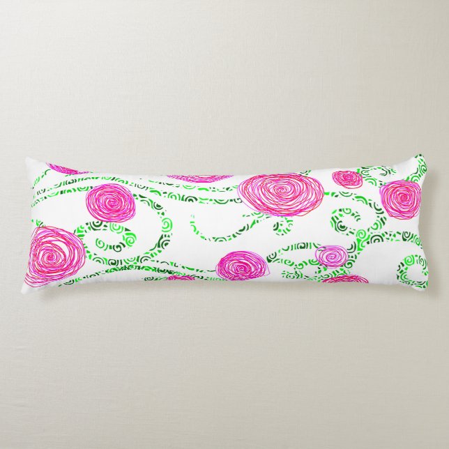 Coussins Longs Vignes vert et rose (Devant)