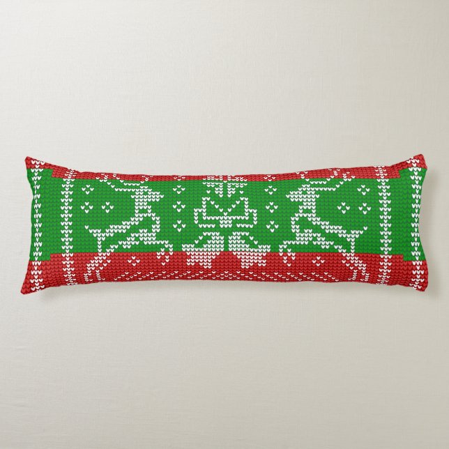 Coussins Longs Vilain chandail cloches Xmas rennes crochet (Devant)