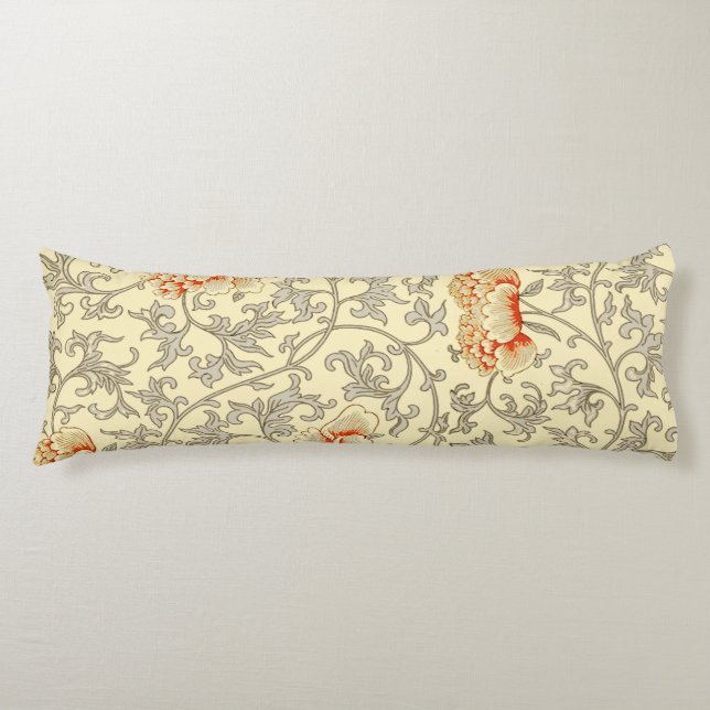 Coussins Longs Vintage rose gris botanique (Devant)