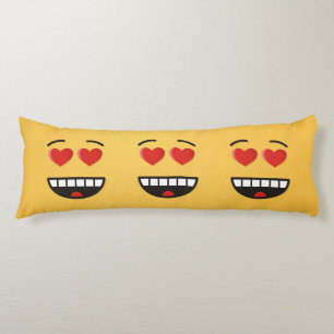 Coussins Longs Visage souriant aux yeux en forme de coeur