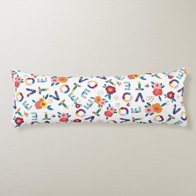 Coussins Longs Voter Floral moderne en Vert rose orange bleu (Devant)