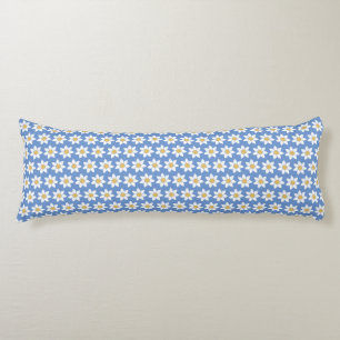 Coussins Longs White Daisy Pattern on Blue