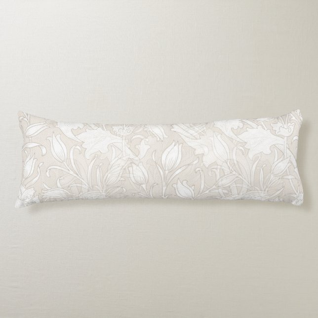 Coussins Longs William Morris Motif Floral à Sepia (Devant)