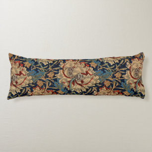 Coussins Longs William Morris Vintage motif floral rouge bleu