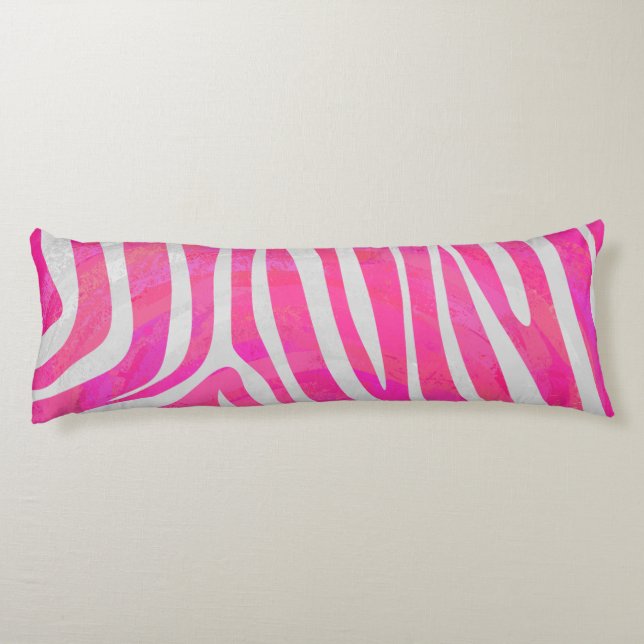 Coussins Longs Zebra Hot rose et blanc Silhouette (Dos)