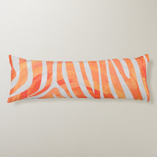 Coussins Longs Zebra Orange and White Print (Devant)