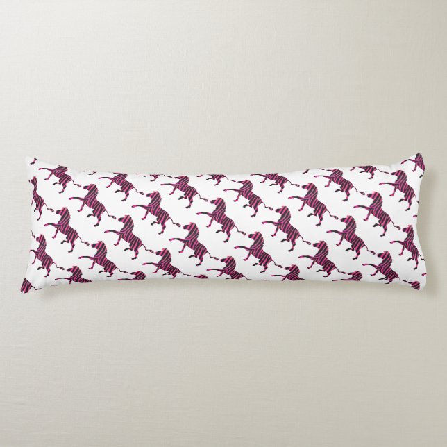 Coussins Longs Zebra Silhouette noir et rose chaud (Devant)