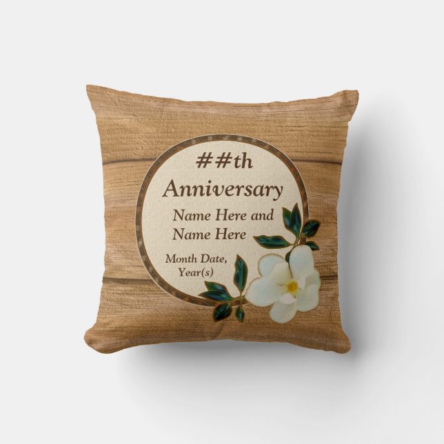 Coussins personnalisés d'anniversaire de magnolia (Recto)