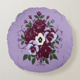 Coussins rond - Bouquet de Violettes
