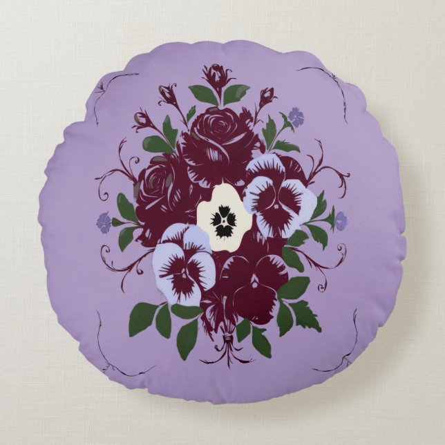 Coussins rond - Bouquet de Violettes (Devant)