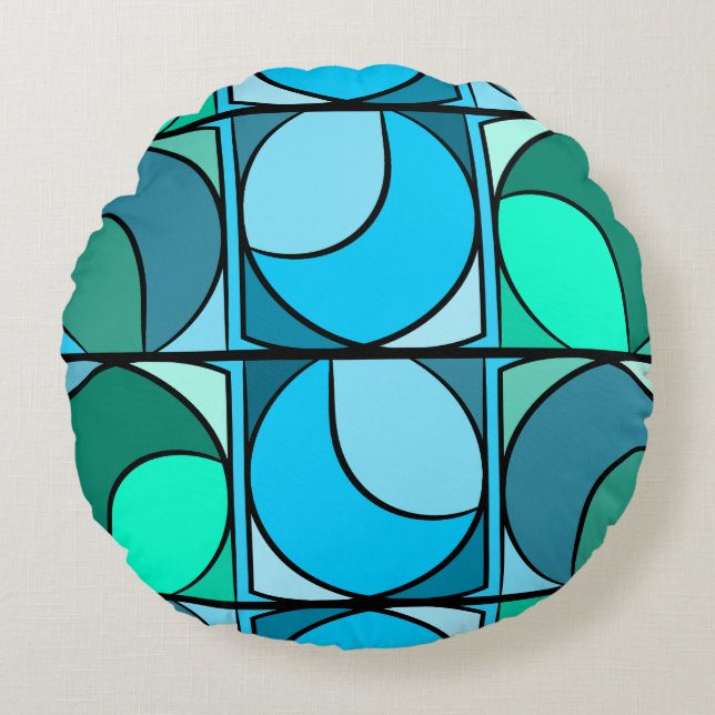 Coussins rond seventies bleu (Devant)
