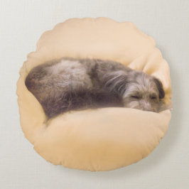 COUSSINS RONDS ミックス犬と至福の眠りを(イエロー) ラウンドクッション