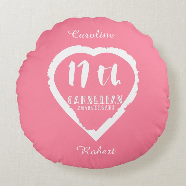 Coussins Ronds 17e anniversaire Mariage carnélien traditionnel (Devant)